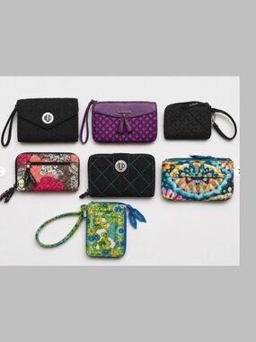 Vera Bradley Wristlet Wallet Lot Of 7 Quilted Cotton Floral Retired Mixed Styles